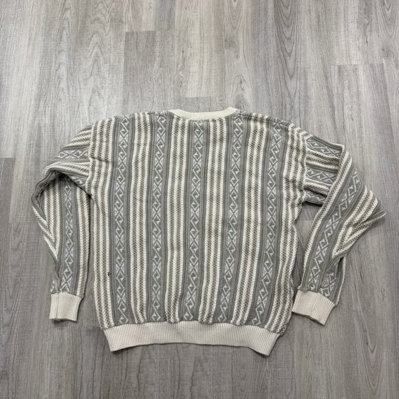 Vintage Claiborne Sweater Men's Large Geometric Knit Crewneck Cotton USA 90s - Picture 6 of 8